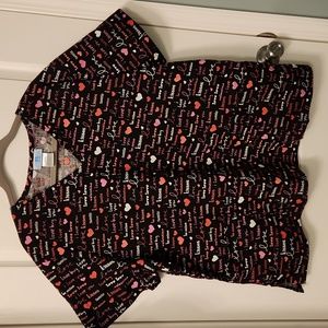 Plus size Scrub Top 2X SB Scrubs Black with pink